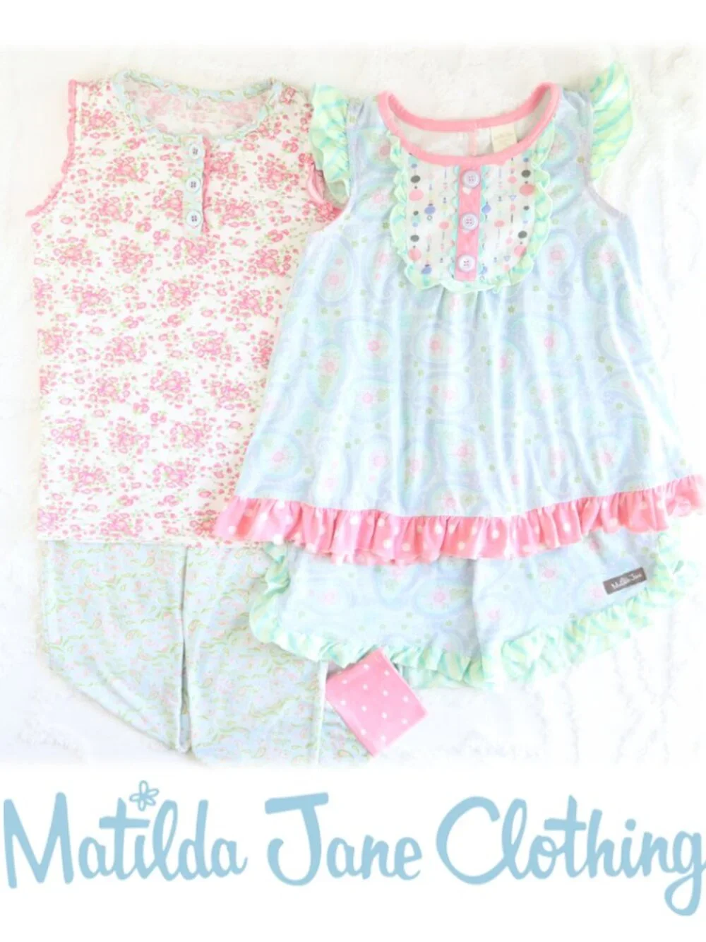 Matilda Jane | Bed Head In For The Night Paisley Floral Ruffle PJ Set Bundle Lot